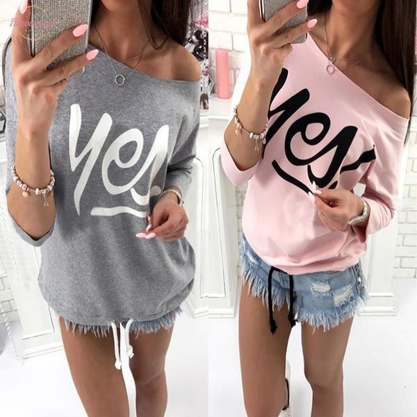 женщины тенниска осень печатные буквы blusas моды с плеча tops 3 4 втулки сыпучие tee femme t shirt ws2198c, White
женщины тенниска осень печатные буквы blusas моды с плеча tops 3 4 втулки сыпучие tee femme t shirt ws2198c, White