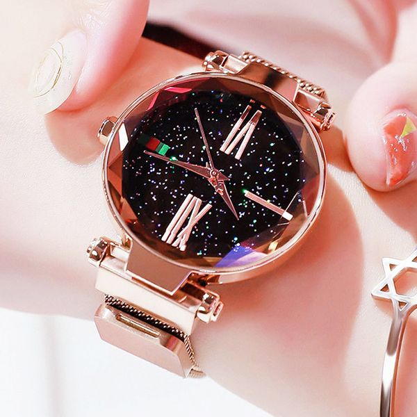 luxuryluxury fashion rose gold women watch magnet starry sky quartz watch for ladies mesh belt wristwatch relogio feminino, Slivery;brown 
luxuryluxury fashion rose gold women watch magnet starry sky quartz watch for ladies mesh belt wristwatch relogio feminino, Slivery;brown