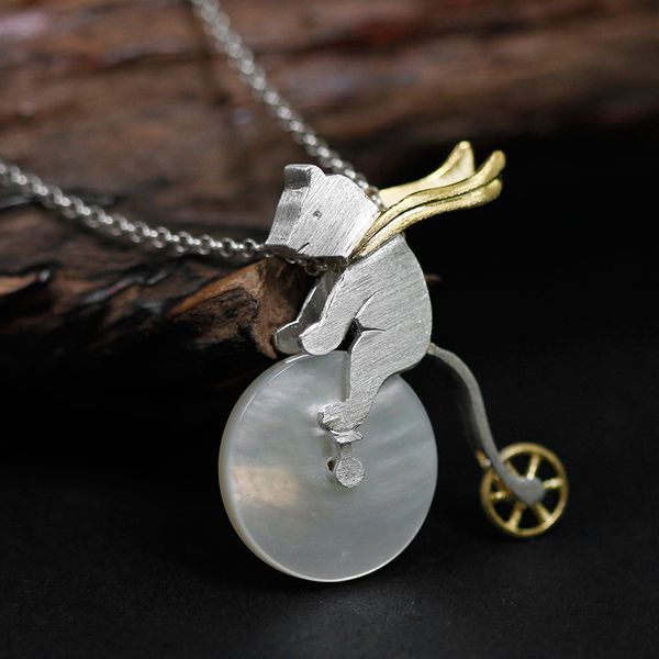 inature cute bear rides a bike 925 sterling silver white shell pendant necklace for women jewelry
inature cute bear rides a bike 925 sterling silver white shell pendant necklace for women jewelry