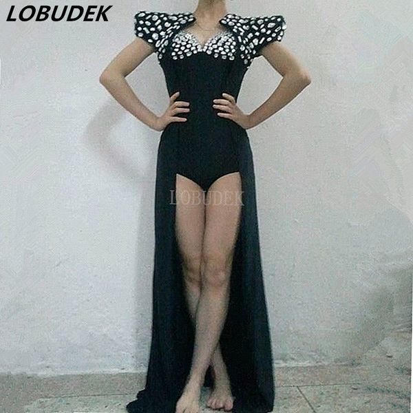 women singer dancer stage costume sparkly black white rhinestones bodysuit long cloak shawl dance outfit nightclub show clothes, Black;red
women singer dancer stage costume sparkly black white rhinestones bodysuit long cloak shawl dance outfit nightclub show clothes, Black;red