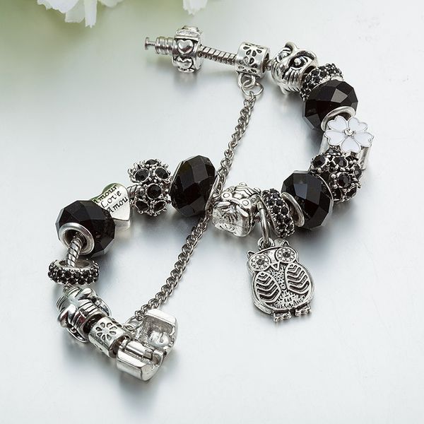 2020 charm pandora 925 silver bracelet, black beads, owls and diy flowers for women's charms of shipping
2020 charm pandora 925 silver bracelet, black beads, owls and diy flowers for women's charms of shipping