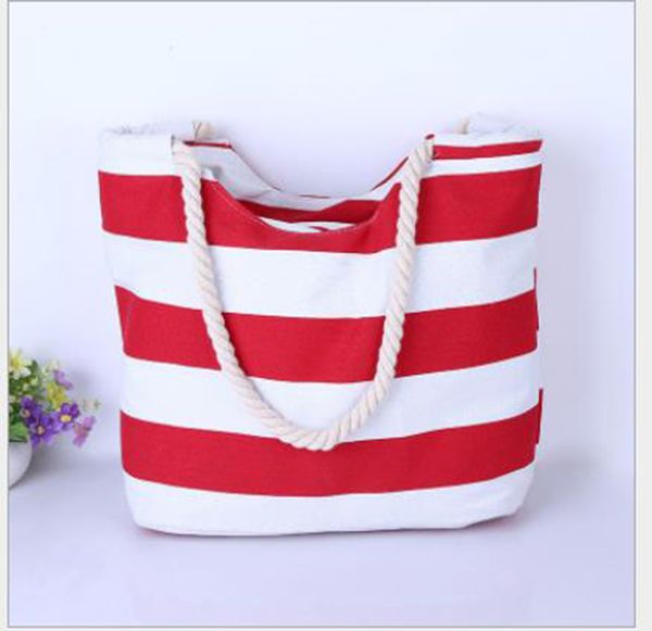 new fashion ladies navy blue striped canvas bag cotton bag shopping travel bag ing
