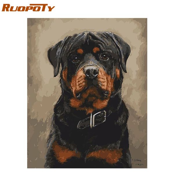 

ruopoty frame black dogs animals diy painting by numbers kits acrylic paint on canvas hand painted oil painting for home decors