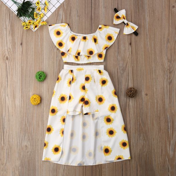summer kids baby girl clothes set print sunflower little baby girls ruffle long skirted headband outfits 3pcs, White
summer kids baby girl clothes set print sunflower little baby girls ruffle long skirted headband outfits 3pcs, White