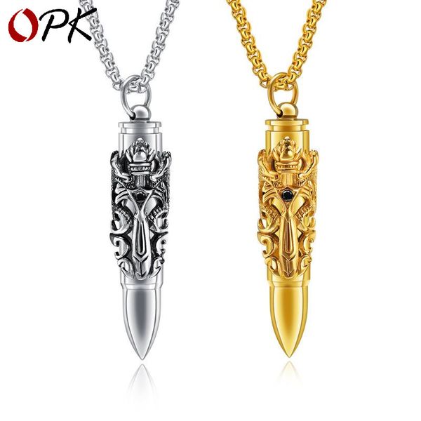 opk creative accessories titanium steel double dragon jian zi warhead pendant cast men's necklace can be unscrewed jewelry, Silver
opk creative accessories titanium steel double dragon jian zi warhead pendant cast men's necklace can be unscrewed jewelry, Silver