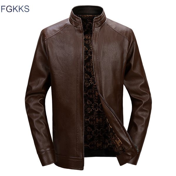 fgkks fashion brand men pu leather jacket new men's stand collar plus velvet leather jacket casual wild jackets male, Black
fgkks fashion brand men pu leather jacket new men's stand collar plus velvet leather jacket casual wild jackets male, Black