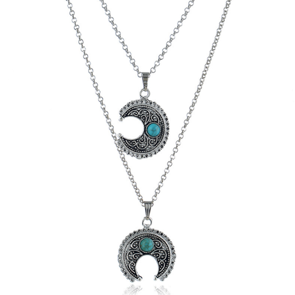 fyjs unique silver plated layer crescent moon pendant green turquoises stone necklace link chain jewelry
fyjs unique silver plated layer crescent moon pendant green turquoises stone necklace link chain jewelry