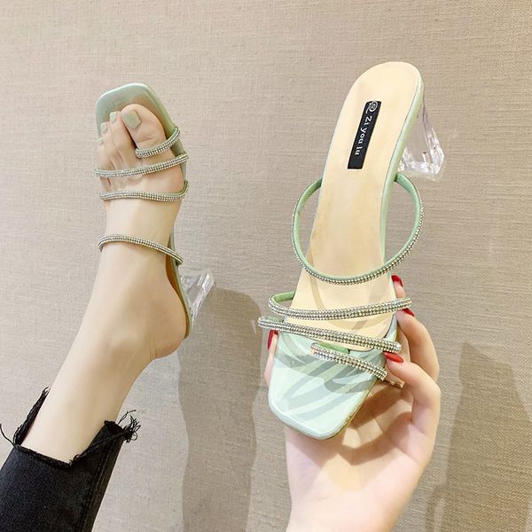 high-heeled shoes lady ladies' slippers glitter slides fashion transparent heel slipers women heels soft summer jelly square, Black
high-heeled shoes lady ladies' slippers glitter slides fashion transparent heel slipers women heels soft summer jelly square, Black