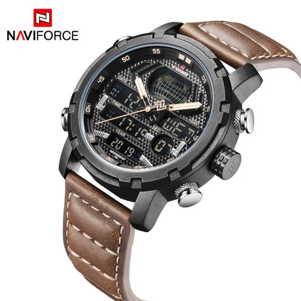 naviforce mens watches sport watch men leather strap 30m waterproof miliary dual display wrist watch clock 2019, Slivery;brown
naviforce mens watches sport watch men leather strap 30m waterproof miliary dual display wrist watch clock 2019, Slivery;brown
