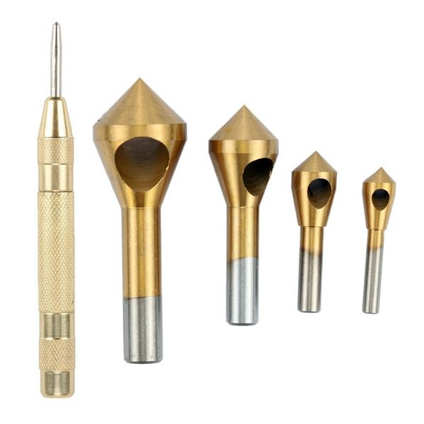 titanium countersink chamfer deburring tool drill bit set with hole for steel wood plastic + automatic spring-loaded center punc
titanium countersink chamfer deburring tool drill bit set with hole for steel wood plastic + automatic spring-loaded center punc