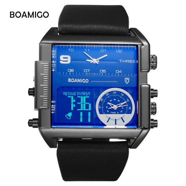 boamigo sport fashion men dual time watch multiple time zone chronograph watch leather square quartz wristwatch, Slivery;brown
boamigo sport fashion men dual time watch multiple time zone chronograph watch leather square quartz wristwatch, Slivery;brown