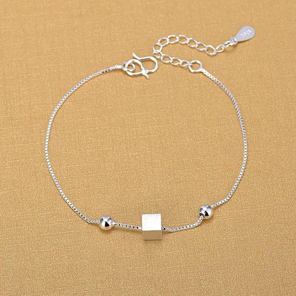 925 серебряная коробка цепи браслеты 925 мода квадратный шарм браслеты тонкой моды браслет ювелирные изделия для женщин подарок, Black 
925 серебряная коробка цепи браслеты 925 мода квадратный шарм браслеты тонкой моды браслет ювелирные изделия для женщин подарок, Black