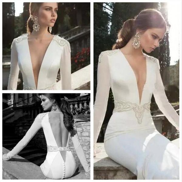 mermaid plunging v-neck long sleeves elegant prom dresses with sashes beading backless sweep train bridal gowns satin lace appliques, Black
mermaid plunging v-neck long sleeves elegant prom dresses with sashes beading backless sweep train bridal gowns satin lace appliques, Black