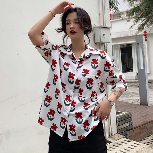 casual short sleeve loose shirt summer beach blouse vintage floral printed women's blouse rk, White
casual short sleeve loose shirt summer beach blouse vintage floral printed women's blouse rk, White