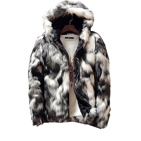 winter fashion fur coat men's clothing black and white printed long sleeve thick faux fur zipper jacket hooded jacket
winter fashion fur coat men's clothing black and white printed long sleeve thick faux fur zipper jacket hooded jacket