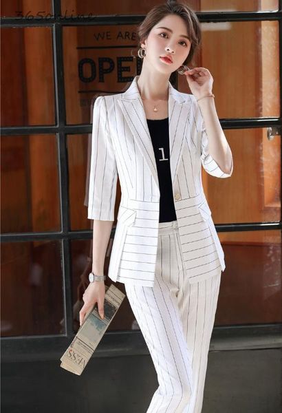 women's suits & blazers 2021 spring summer formal uniform designs pantsuits with pencil pants and jackets coat for women business work, White;black
women's suits & blazers 2021 spring summer formal uniform designs pantsuits with pencil pants and jackets coat for women business work, White;black