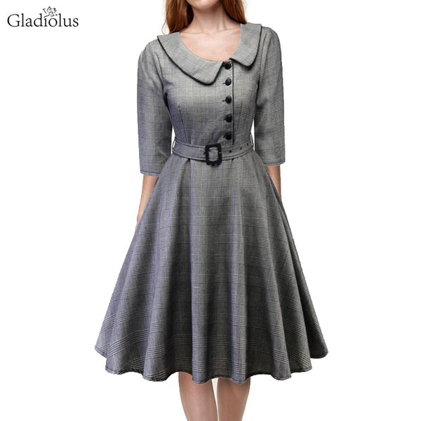 gladiolus plaid autumn women dress half sleeve peter pan collar belt tunic 50s 60s vintage dress women 2019 spring party dresses, Black;gray
gladiolus plaid autumn women dress half sleeve peter pan collar belt tunic 50s 60s vintage dress women 2019 spring party dresses, Black;gray