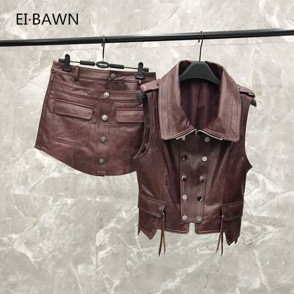 2019 new leather vest shorts suit female autumn and autumn wine red leather two-piece real vest jacket women, Black
2019 new leather vest shorts suit female autumn and autumn wine red leather two-piece real vest jacket women, Black