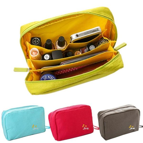 travel canvas cosmetic bag multi-function zipper toiletry bag storage makeup kits make up