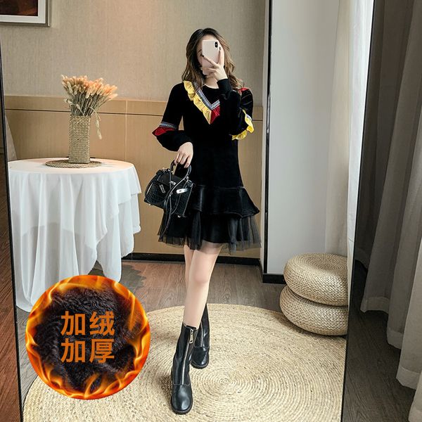 thickening pleuche dress 2019 suit-dress long sleeve leaf the skirt 2726, Black;gray
thickening pleuche dress 2019 suit-dress long sleeve leaf the skirt 2726, Black;gray