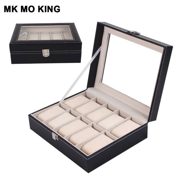 luxury 10 grids pu leather watch box case professional holder organizer for clock watches men's women's gift porta relogio, Black;blue
luxury 10 grids pu leather watch box case professional holder organizer for clock watches men's women's gift porta relogio, Black;blue