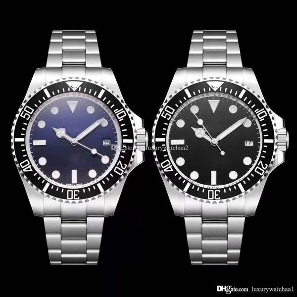 luxury mens watch ceramic bezel sea-dweller 126660 waterproof 150m cystal stanless steel with glide lock clasp automatic mechanical watches, Slivery;brown