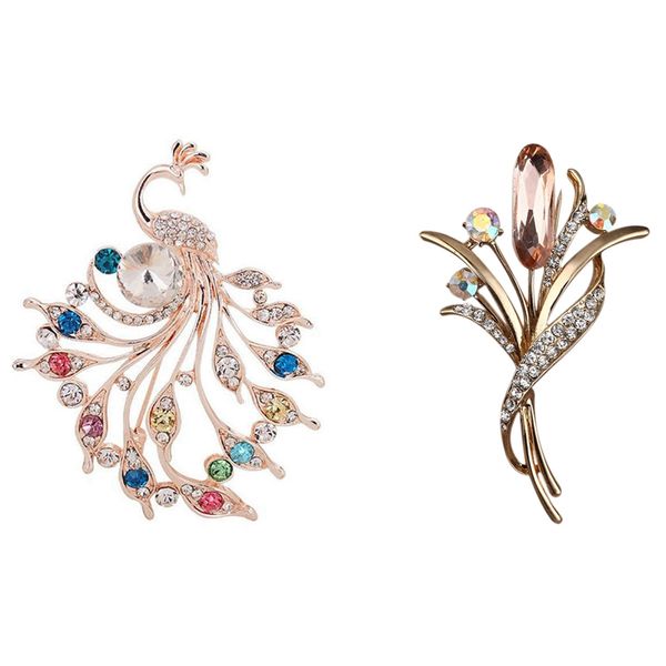 2 pcs brooch pin women's peacock color rhinestones breastpin for wedding/banquet/bouquet color & champagne, Gray
2 pcs brooch pin women's peacock color rhinestones breastpin for wedding/banquet/bouquet color & champagne, Gray