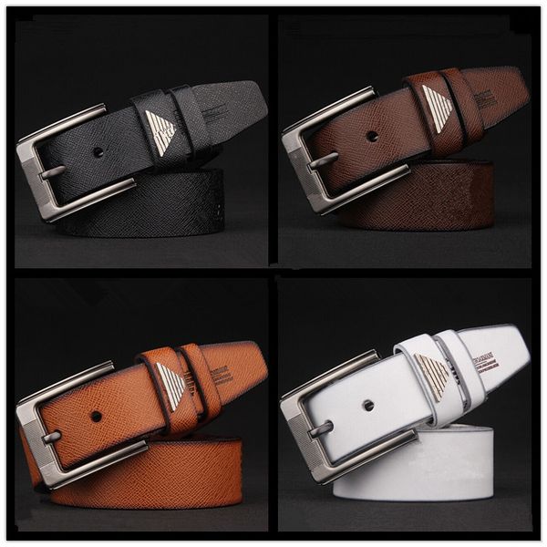 

2019 new fashion brand mens belt high qualtiy genuine leather belt for men women pin buckle brand design cintos masculinos 105-130cm, Black;brown