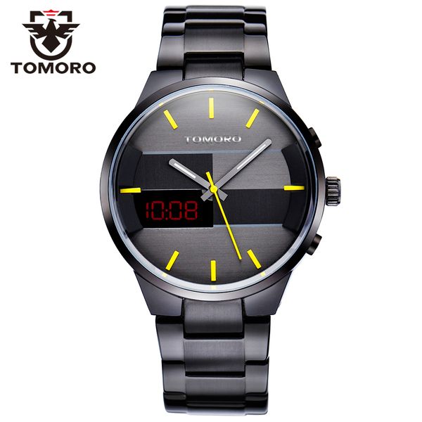 tomoro new original design quality man digital&quartz dual time casual watch men fashion brushed metal steel relogio led watches, Slivery;brown
tomoro new original design quality man digital&quartz dual time casual watch men fashion brushed metal steel relogio led watches, Slivery;brown