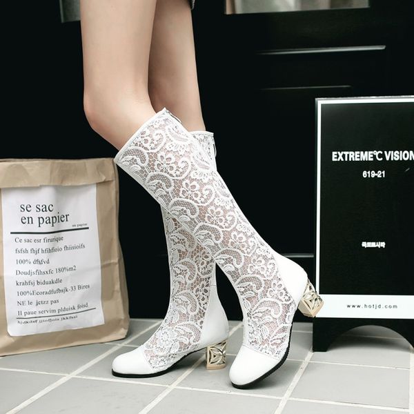 women knee high women summer boots fashion sandal heels ladies lace breathable white black gladiator boots size 34-43 c155
women knee high women summer boots fashion sandal heels ladies lace breathable white black gladiator boots size 34-43 c155
