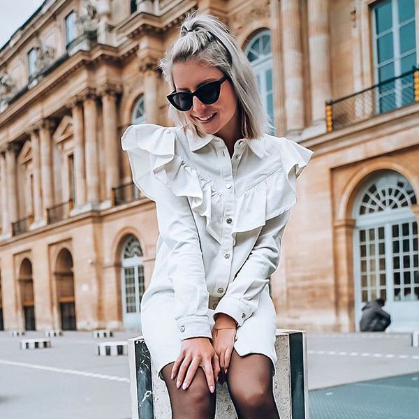 casual dresses foridol denim women spring summer dress vintage ruffle puff sleeve runway button white chic short vestidos, Black;gray
casual dresses foridol denim women spring summer dress vintage ruffle puff sleeve runway button white chic short vestidos, Black;gray