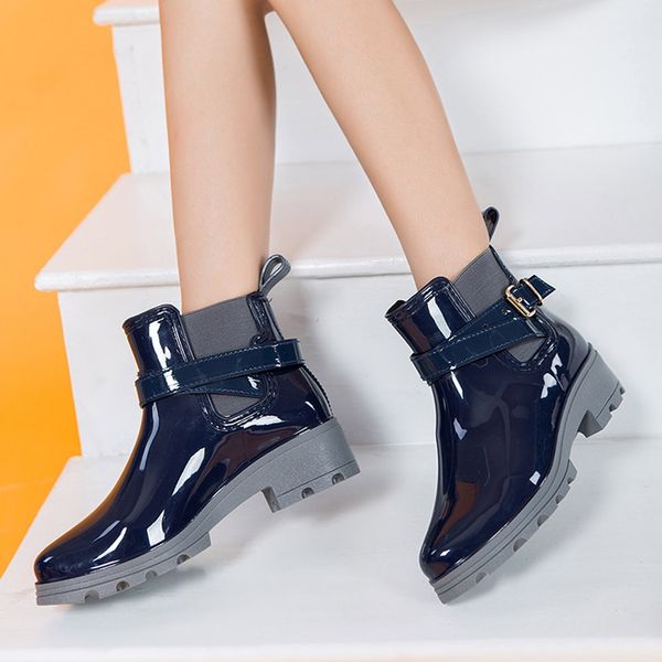 autumn winter women's rainboots with belt buckle versatile mirror waterproof non-slip ankle boots for women low heel slip-on, Black
autumn winter women's rainboots with belt buckle versatile mirror waterproof non-slip ankle boots for women low heel slip-on, Black