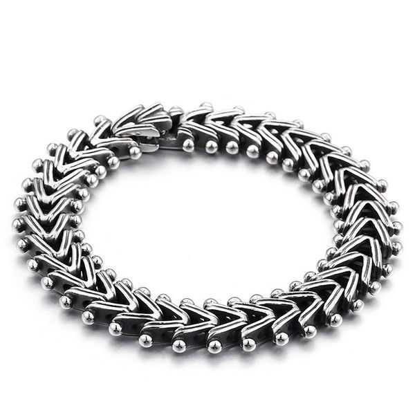keel men's v-shaped bracelet hiphop fashion simple snake bone titanium steel punk ins brother bracelet jewelry, Black 
keel men's v-shaped bracelet hiphop fashion simple snake bone titanium steel punk ins brother bracelet jewelry, Black