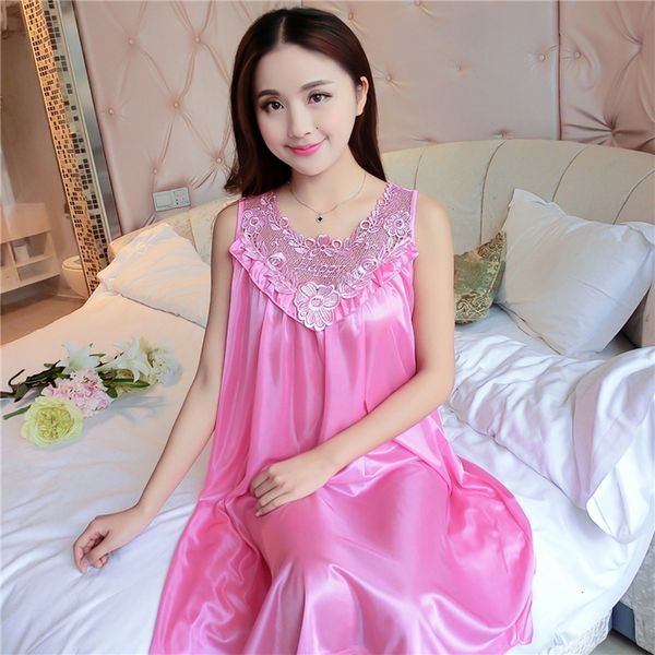 size plus 4xl womens silk nightgowns ladies lace long sleepwear summer girls sleeveless loose sleepdress sleepshirts, Black;red 
size plus 4xl womens silk nightgowns ladies lace long sleepwear summer girls sleeveless loose sleepdress sleepshirts, Black;red