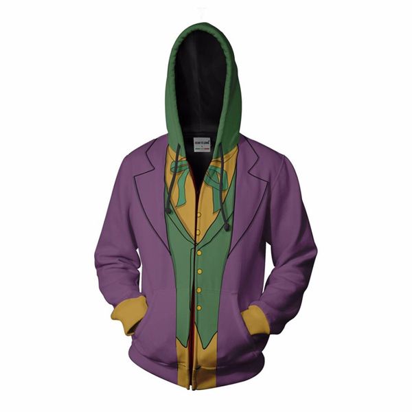 new men hooded 3d hoodies joker cosplay spring zipper hooded sweatshirts men women personality print outerwear plus size coat, Black
new men hooded 3d hoodies joker cosplay spring zipper hooded sweatshirts men women personality print outerwear plus size coat, Black