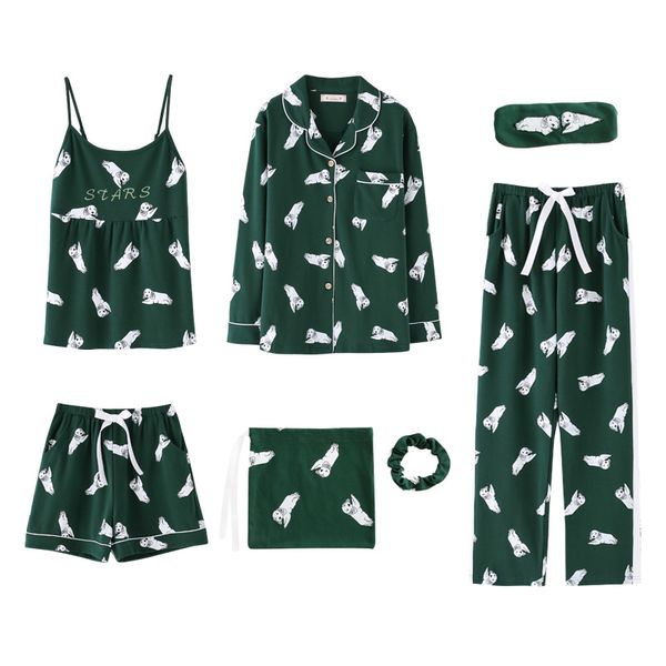 2020 new womens 7 pieces home suits cotton pajamas spring summer multi-used cotton sleepwear dark green dogs printing lingerie, Black;red
2020 new womens 7 pieces home suits cotton pajamas spring summer multi-used cotton sleepwear dark green dogs printing lingerie, Black;red