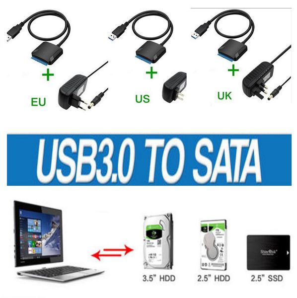 

usb3.0 to 2.5 3.5 ide sata hard drive hdd sdd converter adapter pc cable eu plug