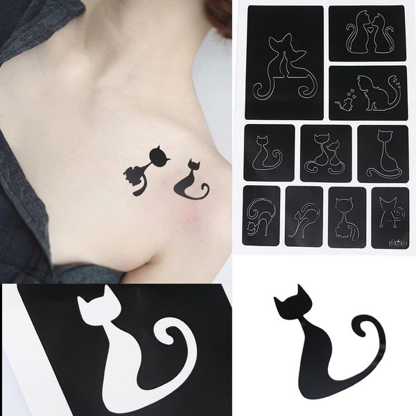 5 pcs cats cross style hollow tattoo template cartoon airbrush body art tattoo stencil woman girl kids drawing template
5 pcs cats cross style hollow tattoo template cartoon airbrush body art tattoo stencil woman girl kids drawing template