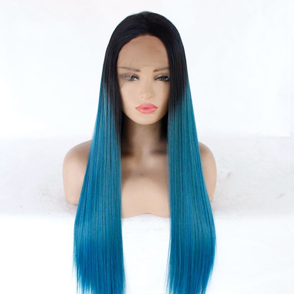 wholesale straight lace front wig ombre 1b blue hair heat resistant fibers synthetic lace front wig glueless half hand tied for all women, Black
wholesale straight lace front wig ombre 1b blue hair heat resistant fibers synthetic lace front wig glueless half hand tied for all women, Black