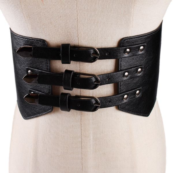 new fashion women's retro elastic super wide belt ladies three rows of decorative waist slim elastic girdle, Black;brown
new fashion women's retro elastic super wide belt ladies three rows of decorative waist slim elastic girdle, Black;brown