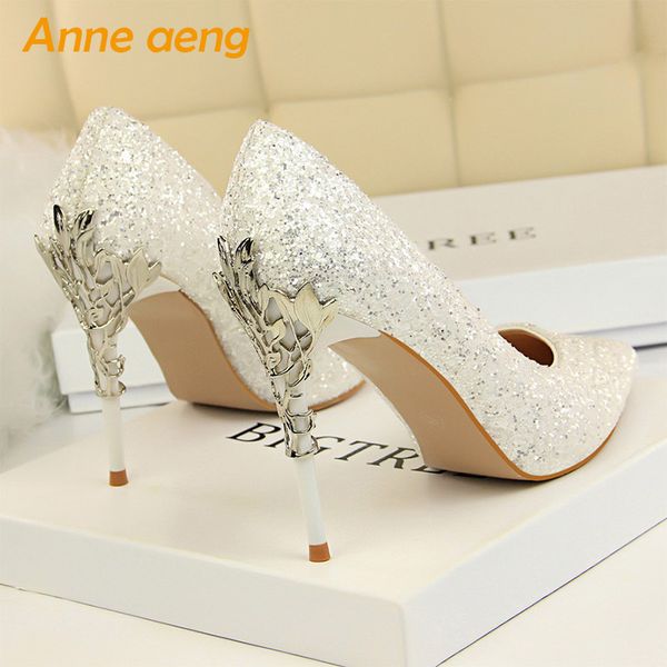 2019 new women pumps high thin heel metal pointed toe shallow ladies bling bridal wedding women shoes white high heels, Black
2019 new women pumps high thin heel metal pointed toe shallow ladies bling bridal wedding women shoes white high heels, Black
