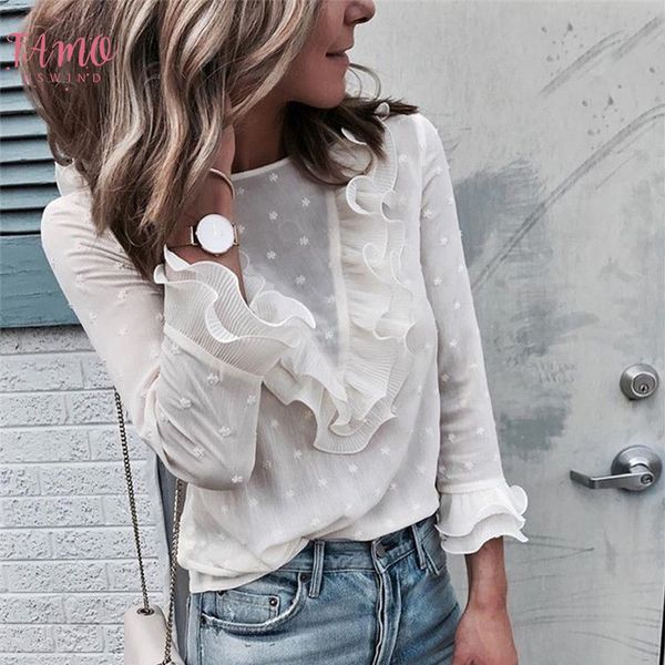 new fashion womens blouses ladies ruffle frill long sleeve casual applique blouse drop shipping good quality, White
new fashion womens blouses ladies ruffle frill long sleeve casual applique blouse drop shipping good quality, White