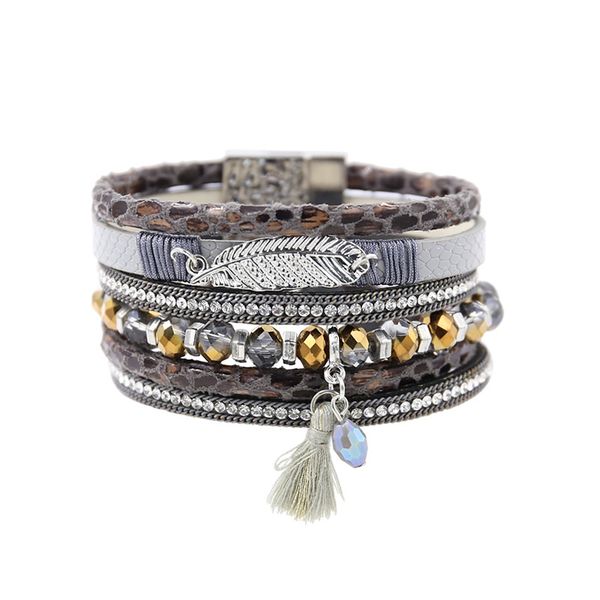 crystal beads leather bracelet with tassel bohemian rhinestone leopard bracelets handmade leaf wristband pulsera mujer, Golden;silver
crystal beads leather bracelet with tassel bohemian rhinestone leopard bracelets handmade leaf wristband pulsera mujer, Golden;silver