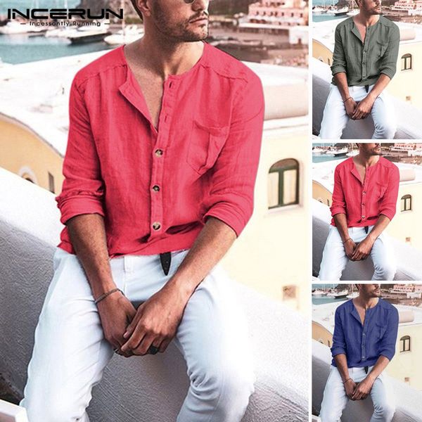 incerun casual brand shirt men long sleeve cotton vacation pockets solid color button high street vintage shirt men camisa 2019, White;black
incerun casual brand shirt men long sleeve cotton vacation pockets solid color button high street vintage shirt men camisa 2019, White;black