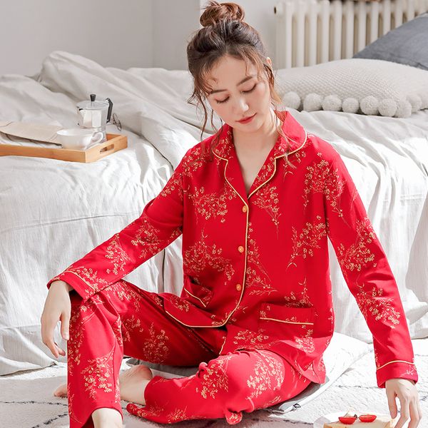 autumn spring pajamas set for women clothes sleepwear flower ladies nightwear suit cotton casual breathable homewear plus size, Black;red
autumn spring pajamas set for women clothes sleepwear flower ladies nightwear suit cotton casual breathable homewear plus size, Black;red