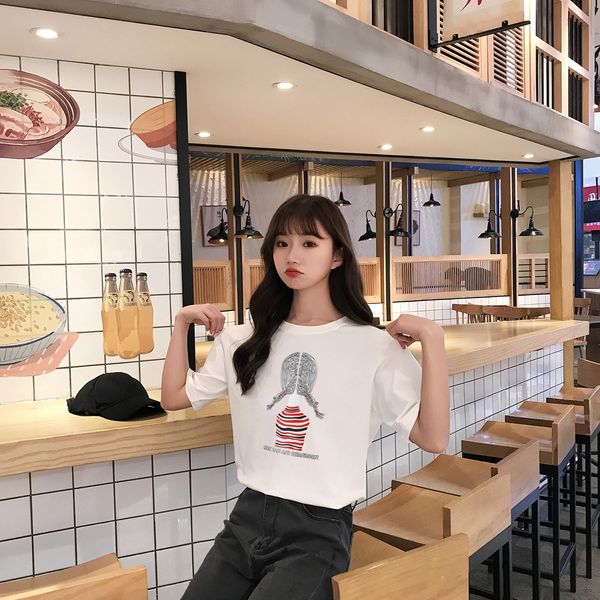summer new loose t-shirt women's korean pullover women's short sleeve t-shirt women, White
summer new loose t-shirt women's korean pullover women's short sleeve t-shirt women, White