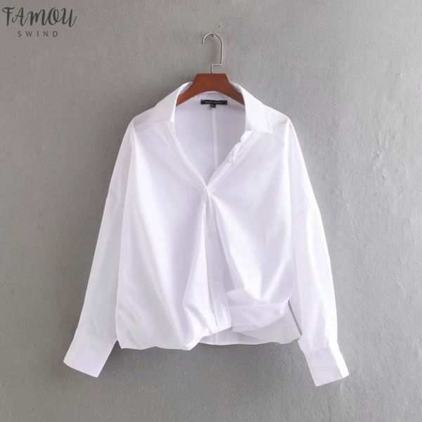 new women simply solid color long sleeve front knotted casual blouses shirts women office business buttons blusas ls3901, White 
new women simply solid color long sleeve front knotted casual blouses shirts women office business buttons blusas ls3901, White