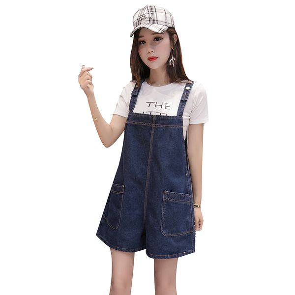 

fashion denim overalls for student loose jumpsuit female denim rompers womens playsuit straps overalls shorts rompers, Black;white