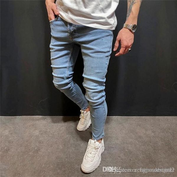 mens new designer jeans pants solid color fashion style homme clothing button zippere slim casual apparel, Blue 
mens new designer jeans pants solid color fashion style homme clothing button zippere slim casual apparel, Blue