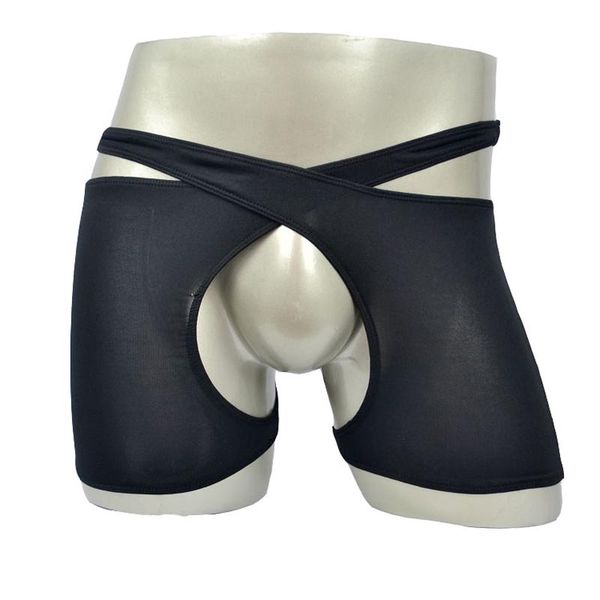 men's lingerie snug fit sheer cross open crotch boxer brief under pants pole dance thong underwear outfit, Black;white
men's lingerie snug fit sheer cross open crotch boxer brief under pants pole dance thong underwear outfit, Black;white